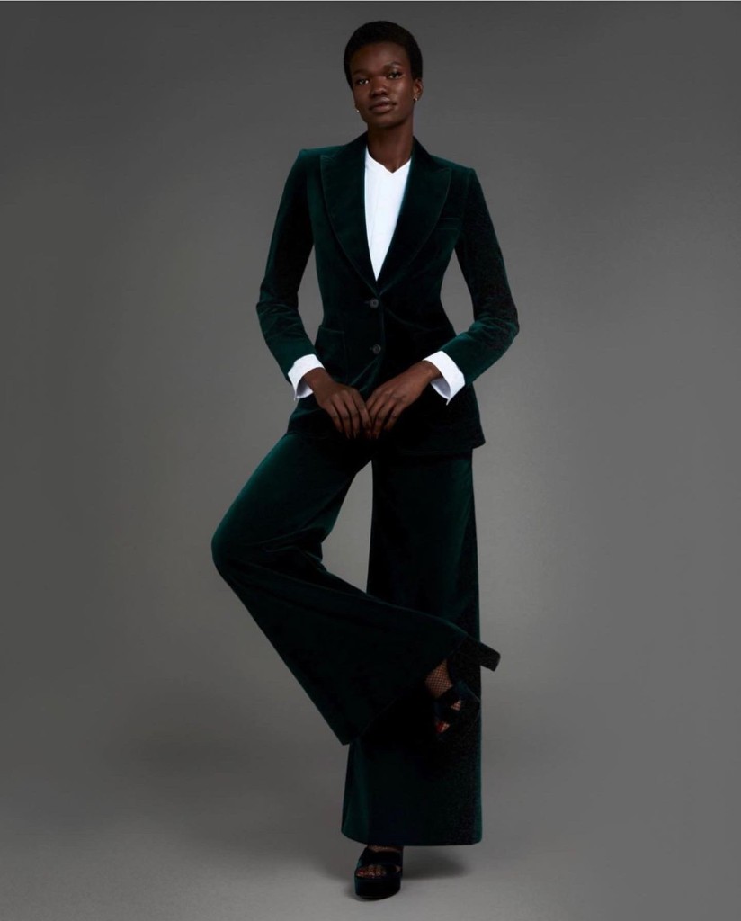 Alek Malek in an emerald green velvet suit, professional portrait for Runway Refined by Alek